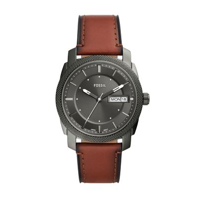 Machine Three-Hand Date Brown LiteHide™ Leather Watch