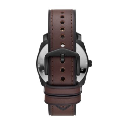 Machine Three-Hand Date Brown Leather Watch - FS5901 - Fossil