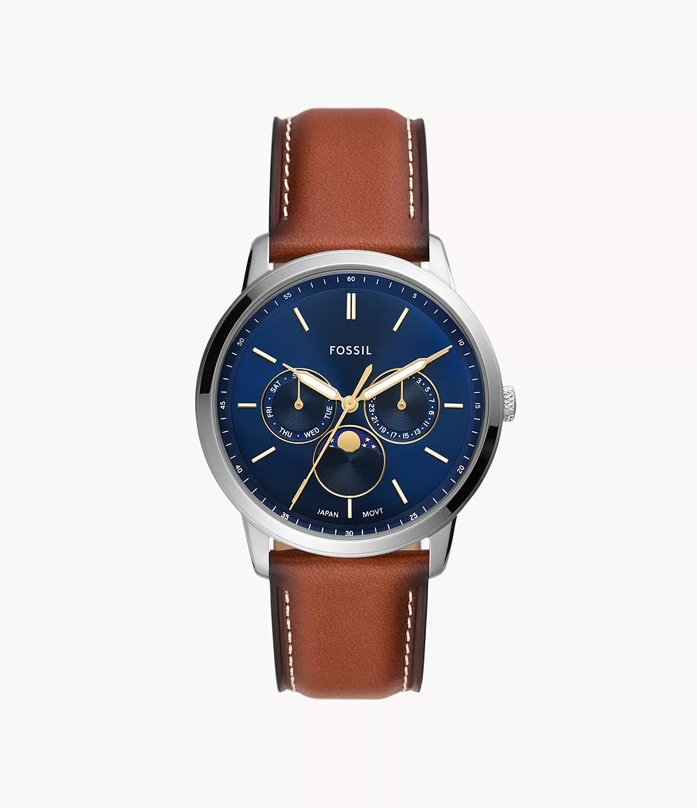 LiteHide™ Leather Brown - Multifunction Neutra Fossil - Watch Moonphase FS5905