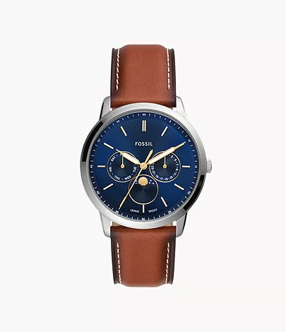 Neutra Moonphase Multifunction Brown Leather Watch - FS5903 - Fossil