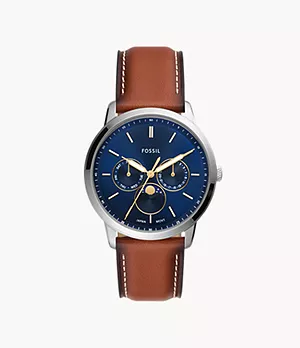 Neutra Moonphase Multifunction Brown Eco Leather Watch