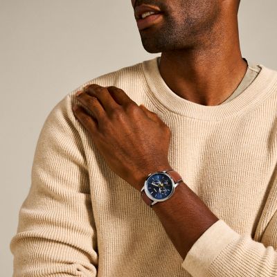 Neutra Moonphase Multifunction Brown Leather Watch
