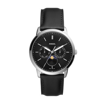 

Fossil Homme Montre Neutra multifonction à phase lunaire en cuir écoresponsable noire