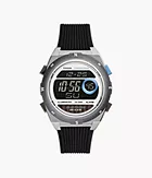 Everett Solar-Powered Digital Black Silicone Watch