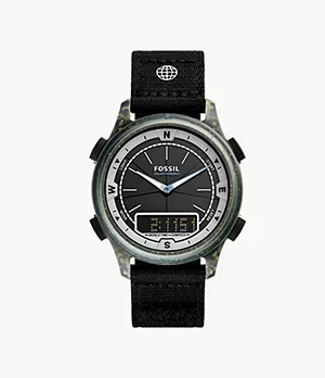 Solar-Powered Analogueue-Digital Black rPET Watch