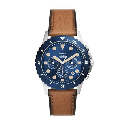 

Fossil Homme Montre FB-01 chronographe en cuir écoresponsable beige