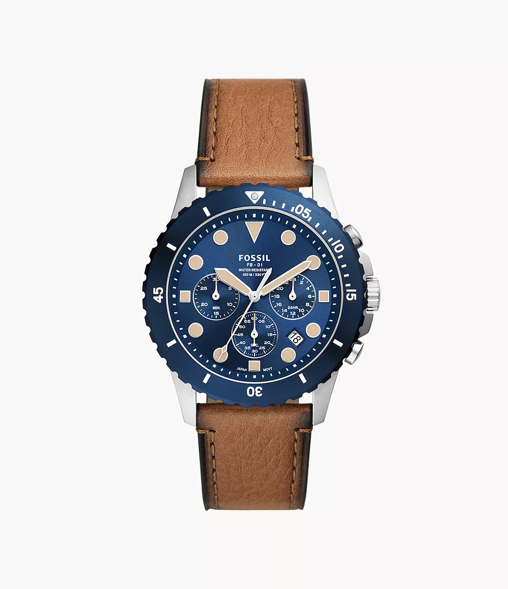 Fossil Men FB-01 Chronograph Tan Eco Leather Watch