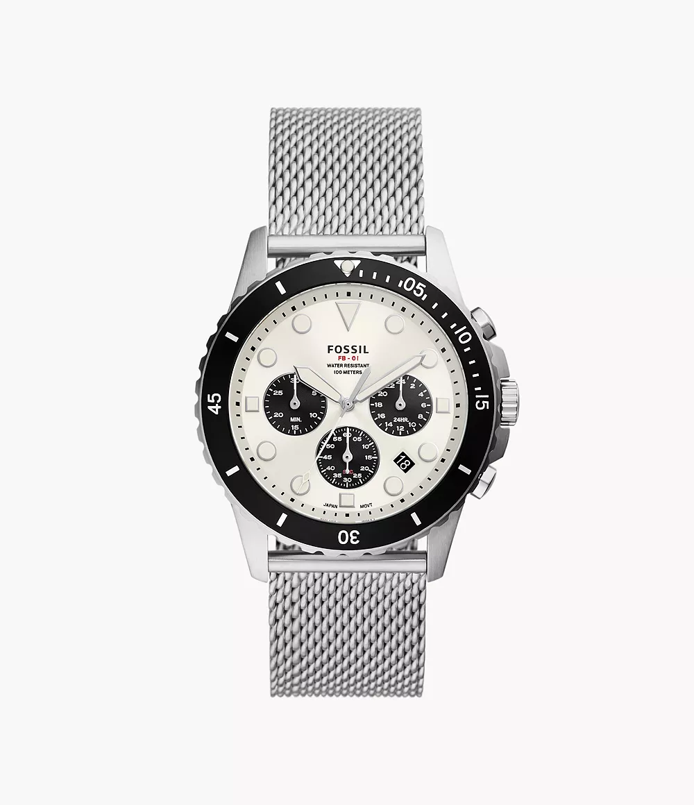 Fossil Men's FB-01 Chronograph Stainless Steel Mesh Watch