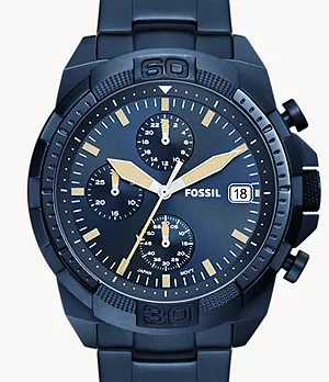 Montre Bronson chronographe en acier inoxydable, bleu marine