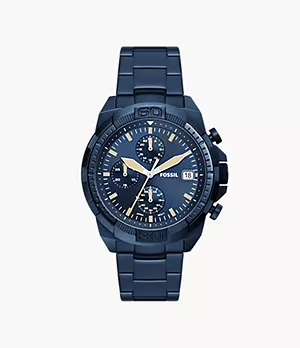 Montre chronographe en acier inoxydable bleu marine Bronson