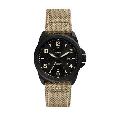 Date Nylon Three-Hand Bronson Fossil Taupe Watch - FS5917 -