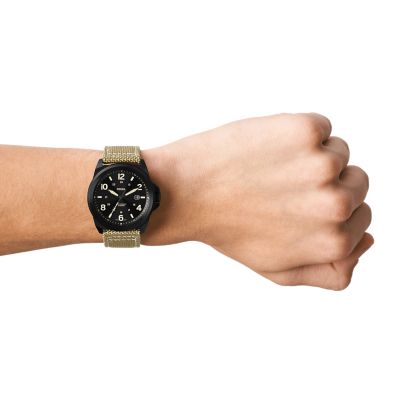 Bronson Three-Hand Date Taupe Nylon Watch - FS5917 - Fossil