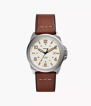 Reloj Bronson de piel ecológica en tono marrón medio con tres agujas y fecha
