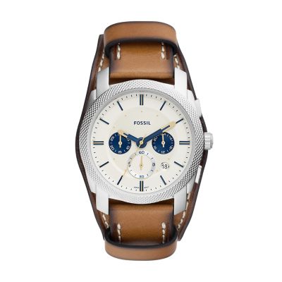 

Fossil Homme Montre Machine chronographe en cuir écoresponsable beige