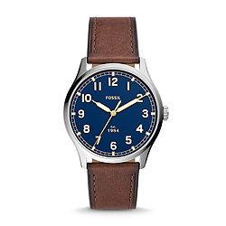 Dayliner Three-Hand Medium Brown Leather Watch