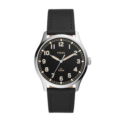 Dayliner Three-Hand Black Leather Watch - FS5926 - Fossil