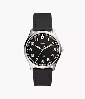 Dayliner Three-Hand Black Leather Watch