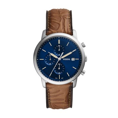 

Fossil Homme Montre Minimalist chronographe en cuir écoresponsable beige