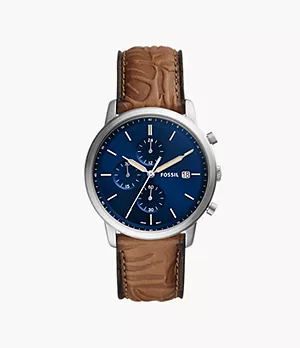 Minimalist Chronograph Tan Eco Leather Watch