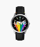Limited Edition Pride Neutra Three-Hand Black Eco Leather Watch