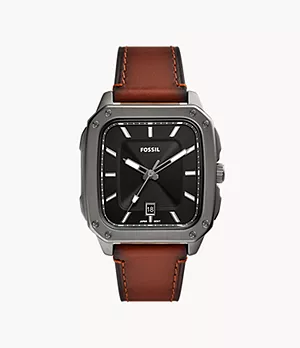 Inscription Three-Hand Date Amber Eco Leather Watch