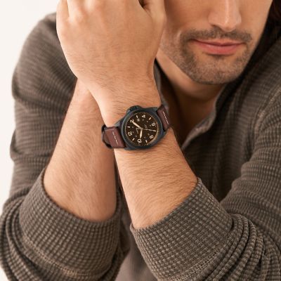 Bronson Three-Hand Date Dark Brown LiteHide™ Leather Watch