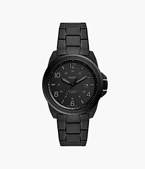 Reloj Bronson de acero inoxidable negro con tres agujas y fecha