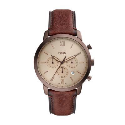 

Fossil Homme Montre Neutra chronographe en cuir écoresponsable brune
