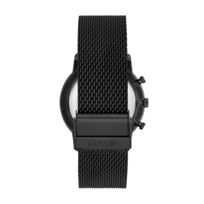 Reloj de pulsera Fossil The minimalist de cuerpo color negro, analógico,  para hombre, fondo negro, con correa de cuero color marrón, agujas color  negro, blanco y naranja, dial blanco, minutero/segundero blanco, bisel