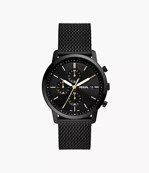 Montre chronographe Minimalist en mailles d’acier inoxydable noir