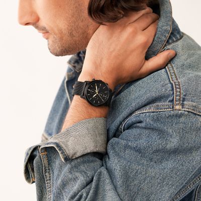 Fossil Reloj para hombre, con correa de acero inoxidable o cuero,  cronógrafo o reloj analógico