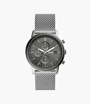 Montre Minimalist chronographe avec bracelet en mailles d’acier inoxydable