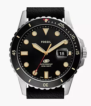 Fossil Blue Three-Hand Date Black Silicone Watch