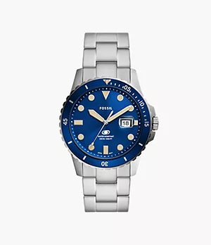 Fossil Blue Three-Hand Date Stainless Steel Watch