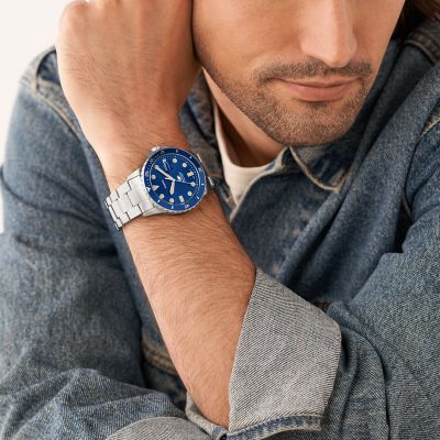 Reloj Blue de inoxidable con tres y fecha