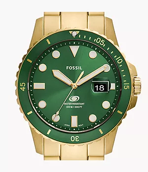 Fossil Blue Dive Three-Hand Date Gold-Tone Stainless Steel Watch