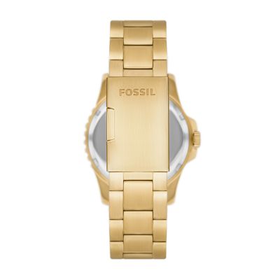 FOSSIL BLUE DIVE 三針デイト ゴールドトーン ステンレススチール