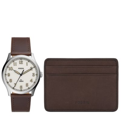 Dayliner Three-Hand Brown Leather Watch and Wallet Box Set