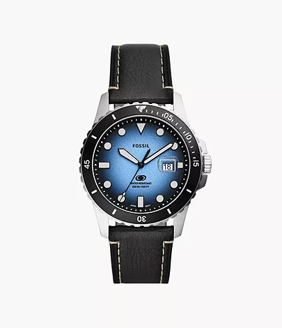 FS5960 3-Zeiger-Werk Fossil Datum LiteHide™-Leder Dive - Fossil - Blue Uhr schwarz