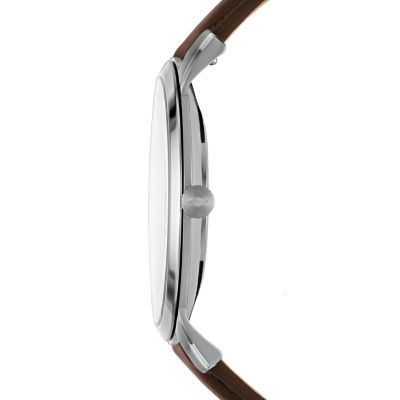 Minimalist Three-Hand Brown LiteHide™ Leather Watch and Bracelet