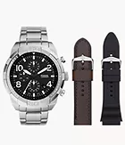 Bronson Chronograph Stainless Steel Watch and Interchangeable Strap Set