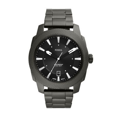 Machine Three-Hand Date Black Stainless Steel Watch - FS5971 - Fossil