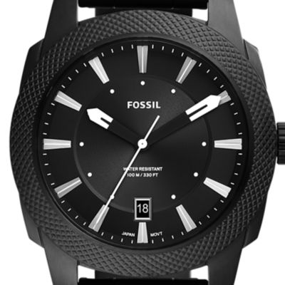 Machine Three-Hand Date Black Stainless Steel Watch