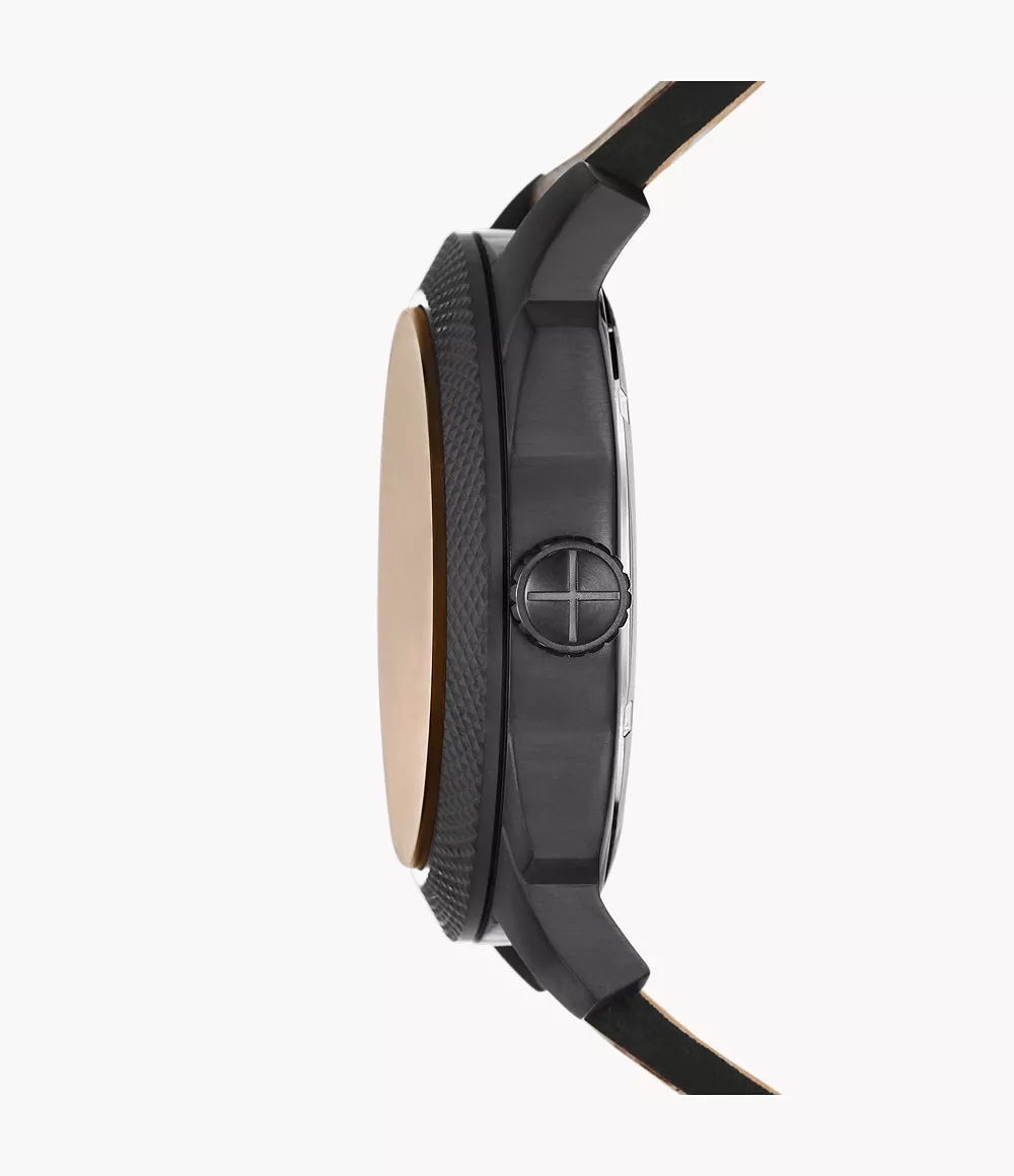 Machine Three-Hand Date Dark Brown LiteHide™ Leather Watch