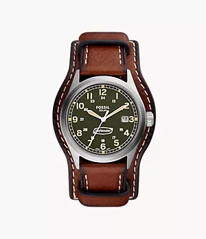 Defender Solar-Powered Medium Brown Eco Leather Watch