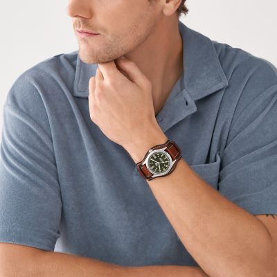 Defender Solar-Powered Medium Brown LiteHide™ Leather Watch