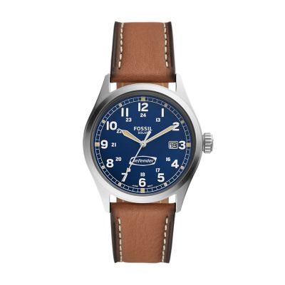 Defender Solar-Powered Luggage LiteHide™ Leather Watch - FS5975 - Fossil