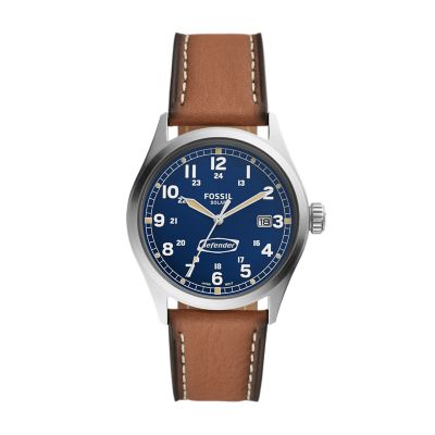 

Fossil Homme Montre Defender à alimentation solaire en cuir écoresponsable brun