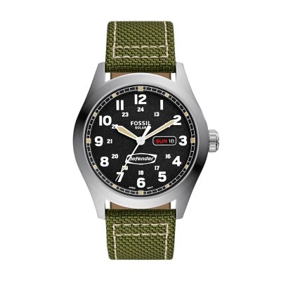 Defender Solar Powered Olive Nylon Watch FS5977 Fossil