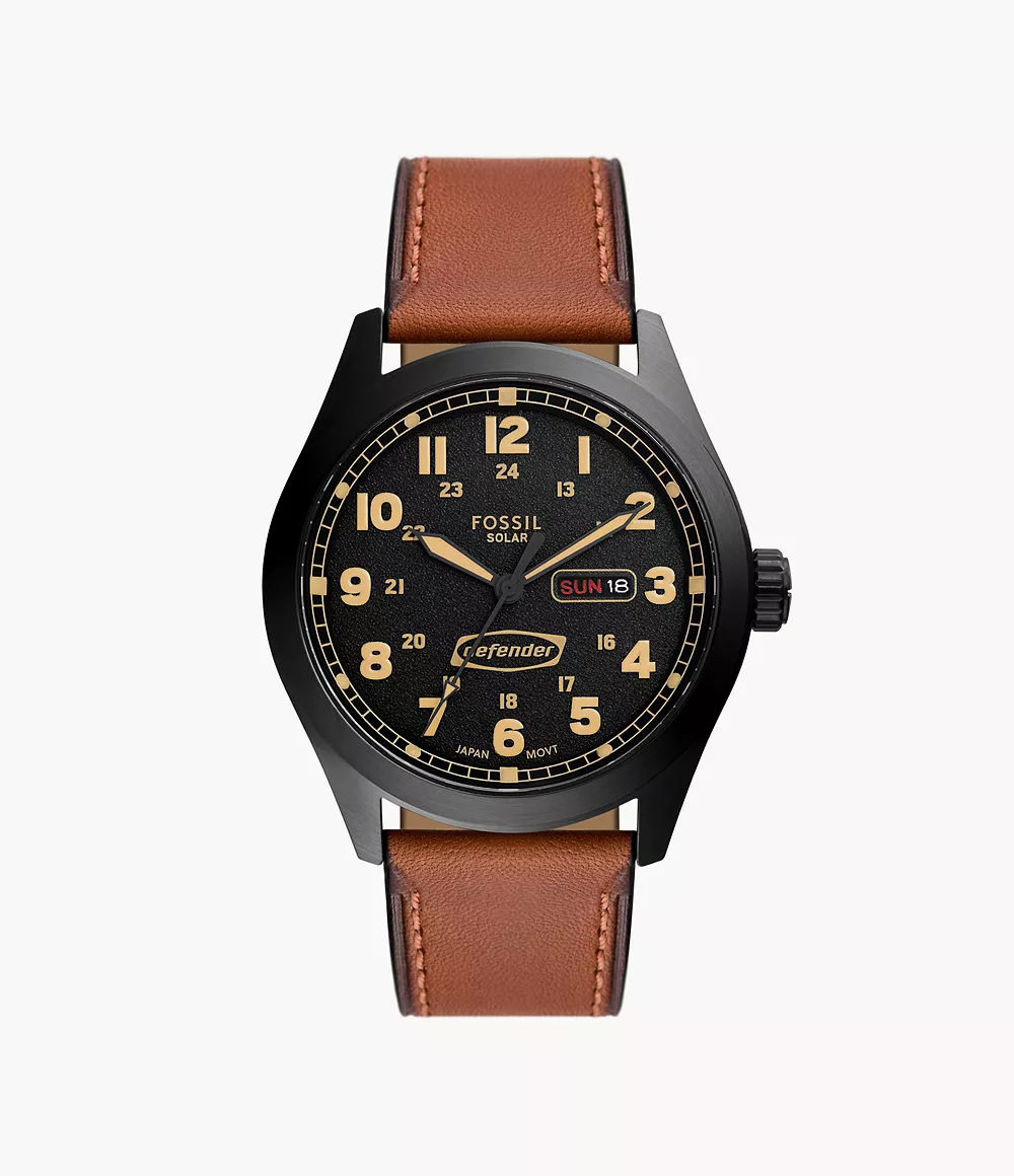 Image of Defender Solar-Powered Luggage Leather Watch